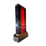 Art Deco Light Casing - Red Center Panel, Black Frame