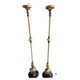 LL - Pair of Vintage Art Nouveau Vintage Metal Floor Lamps