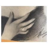 Antique 1929 Portrait Drawing - Framed 16x21 in