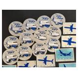 DR - Boeing Collectible Stickers - 12x Boeing 757 Discs & 8x Boeing 737 Cards