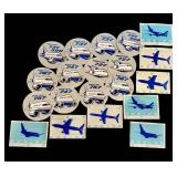 DR - Boeing Collectible Stickers - 12x Boeing 757 Discs & 8x Boeing 737 Cards