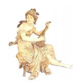 DR - 291D 16-Inch Antique Metal Statue - Woman Playing Lute