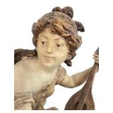 DR - 291D 16-Inch Antique Metal Statue - Woman Playing Lute
