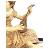 DR - 291D 16-Inch Antique Metal Statue - Woman Playing Lute