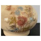 DR - Vintage Milk-Glass Oil Lamp with Floral Gold-Accent Pattern