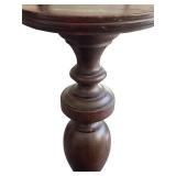 DR - Vintage Round Pedestal Table - 13.75 in Dia x 35 in H - Dark Wood