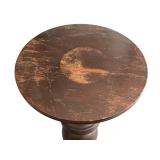 DR - Vintage Round Pedestal Table - 13.75 in Dia x 35 in H - Dark Wood