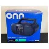 DR - Onn Portable CD Boombox - CD/CD-R/CD-RW, 10 FM Presets, 3.5mm Headphone Jack