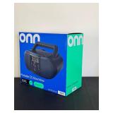 DR - Onn Portable CD Boombox - CD/CD-R/CD-RW, 10 FM Presets, 3.5mm Headphone Jack