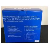 DR - Onn Portable CD Boombox - CD/CD-R/CD-RW, 10 FM Presets, 3.5mm Headphone Jack