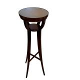 DR - Round Glass-Top Pedestal Table, Dark Wood Finish