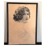DR - R. Schoyan Antique Portrait Drawing - 1913