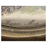 Art Nouveau Brass Oval Mirror with Vintage Portrait Print - Frame