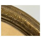 Art Nouveau Brass Oval Mirror with Vintage Portrait Print - Frame