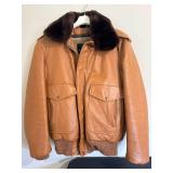 Golden Fleece Vintage Leather Bomber Jacket - Removable Lining - Size 42
