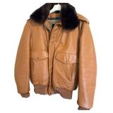 Golden Fleece Vintage Leather Bomber Jacket - Removable Lining - Size 42