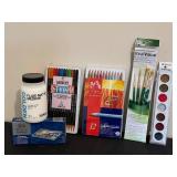 BR - Derwent Studio/Classic Pencils - Cotman Watercolors - Golden Matte Medium - RealValue Brush Set