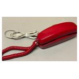 LL - Vintage Red Corded Desk Phone with Numeric Keypad - 1970s