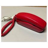 LL - Vintage Red Corded Desk Phone with Numeric Keypad - 1970s