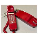 LL - Vintage Red Corded Desk Phone with Numeric Keypad - 1970s