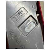 LL - Vintage Red Corded Desk Phone with Numeric Keypad - 1970s