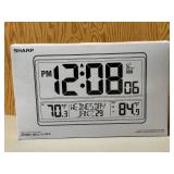 LL - New Sharp Atomic Wall Clock - Large Digital Time/Date/Temp Display