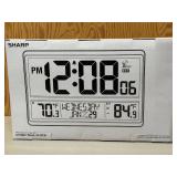 LL - New Sharp Atomic Wall Clock - Large Digital Time/Date/Temp Display