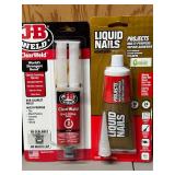 LL - J-B Weld WaterWeld ClearWeld 3x JB Weld Liquid Nails StrongStik (Lot of 7)