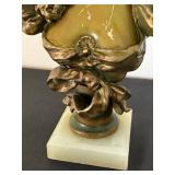 LR - Antique Art Nouveau Bronze Bust of a Lady on Marble Base