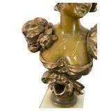 LR - Antique Art Nouveau Bronze Bust of a Lady on Marble Base