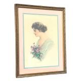LR - Zula Kenyon Vintage Framed Art Deco Portrait