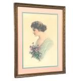 LR - Zula Kenyon Vintage Framed Art Deco Portrait