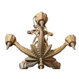 G - 1920s Art Deco 5-Light Ceiling Fixture - Gold-Tone Chandelier