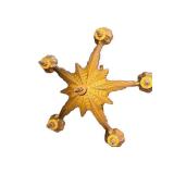 G - 1920s Art Deco 5-Light Ceiling Fixture - Gold-Tone Chandelier