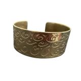 Vintage Engraved Swirl Cuff Bracelet - Silver Tone