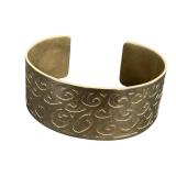Vintage Engraved Swirl Cuff Bracelet - Silver Tone