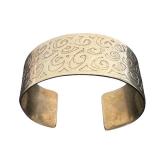 Vintage Engraved Swirl Cuff Bracelet - Silver Tone