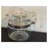 Vintage Mid Century Pyrex Vintage Glass Percolator - Clear Carafe with Stainless Band