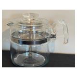 Vintage Mid Century Pyrex Vintage Glass Percolator - Clear Carafe with Stainless Band