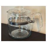 Vintage Mid Century Pyrex Vintage Glass Percolator - Clear Carafe with Stainless Band