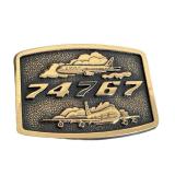 DR - Boeing 747 & 767 Brass Belt Buckle - Vintage Aviation Memorabilia