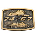 DR - Boeing 747 & 767 Brass Belt Buckle - Vintage Aviation Memorabilia