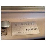 Singer Vintage Sewing Machine in Wood Desk Cabinet with Stool (AS369302)