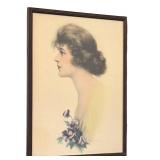 LR - Zula Kenyon Original Vintage Drawing, Framed Portrait