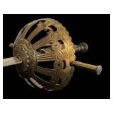 DR - Decorative Sword - 40in Blade, Circular Basket Hilt, No Markings