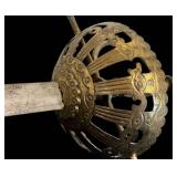 DR - Decorative Sword - 40in Blade, Circular Basket Hilt, No Markings