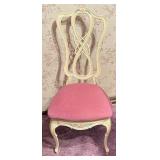 BR - Vintage Rococo Metal Chair with Pink Upholstery, Cream Finish