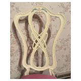 BR - Vintage Rococo Metal Chair with Pink Upholstery, Cream Finish