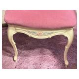 BR - Vintage Rococo Metal Chair with Pink Upholstery, Cream Finish