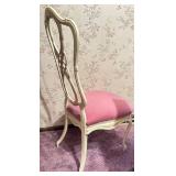BR - Vintage Rococo Metal Chair with Pink Upholstery, Cream Finish
